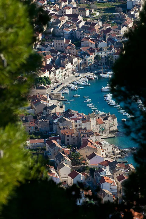The town and harbour from above